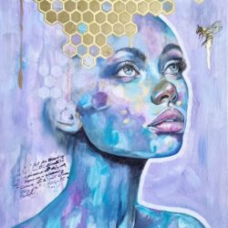 Kunstwerk 'Queen Bee' 40x50cm